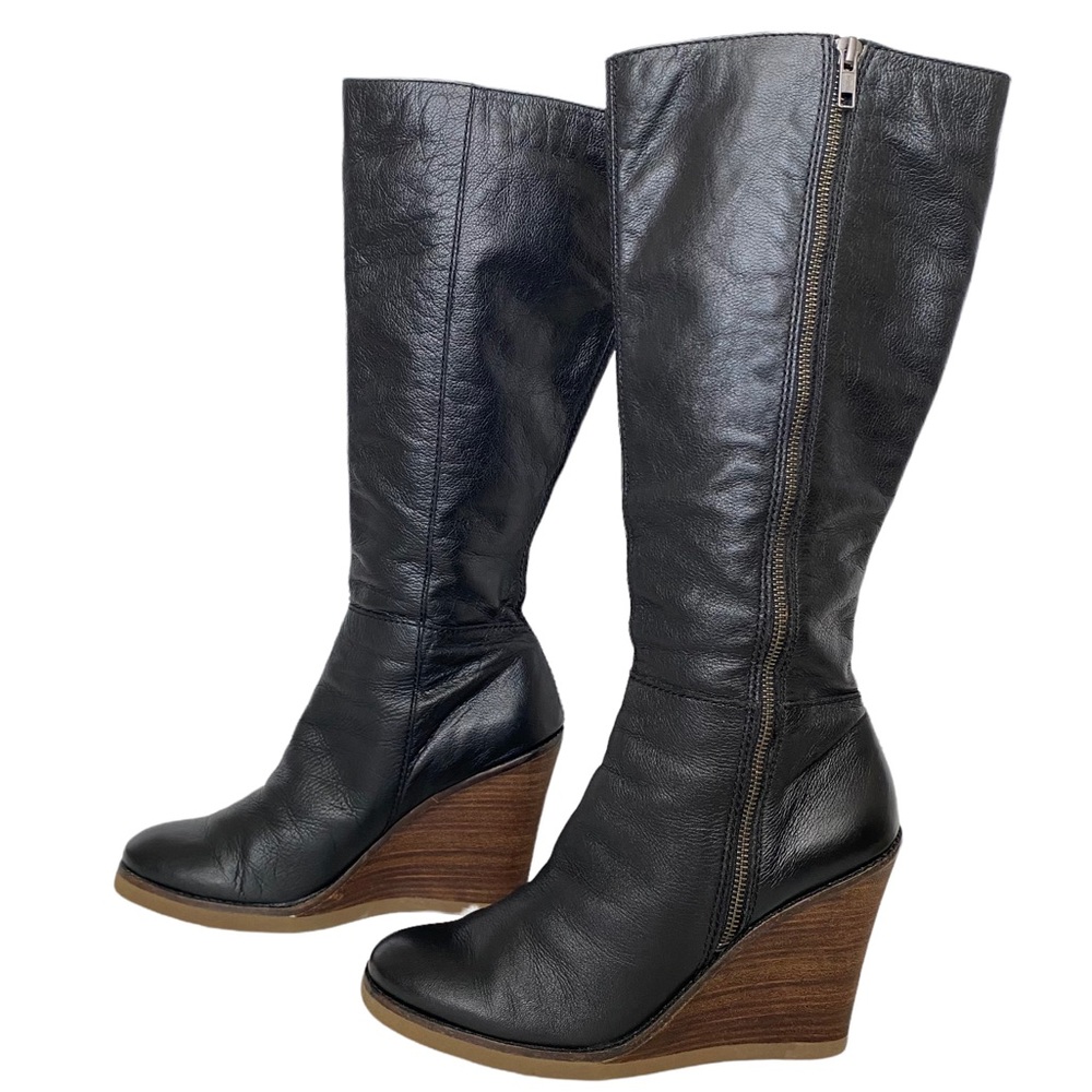 Lucky Brand Fabulous Style Black Wedge Heeled Boots